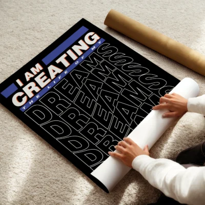 Dreams poster rolled motivational typography print