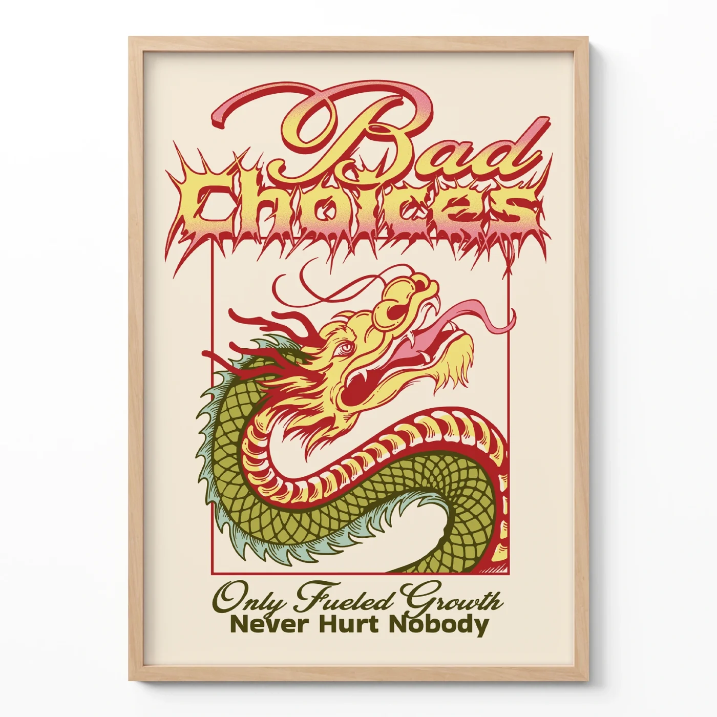 Dragon poster bad choices typography wall art