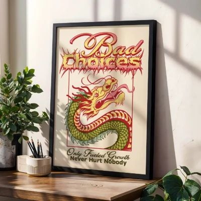 Dragon poster retro dragon wall decor