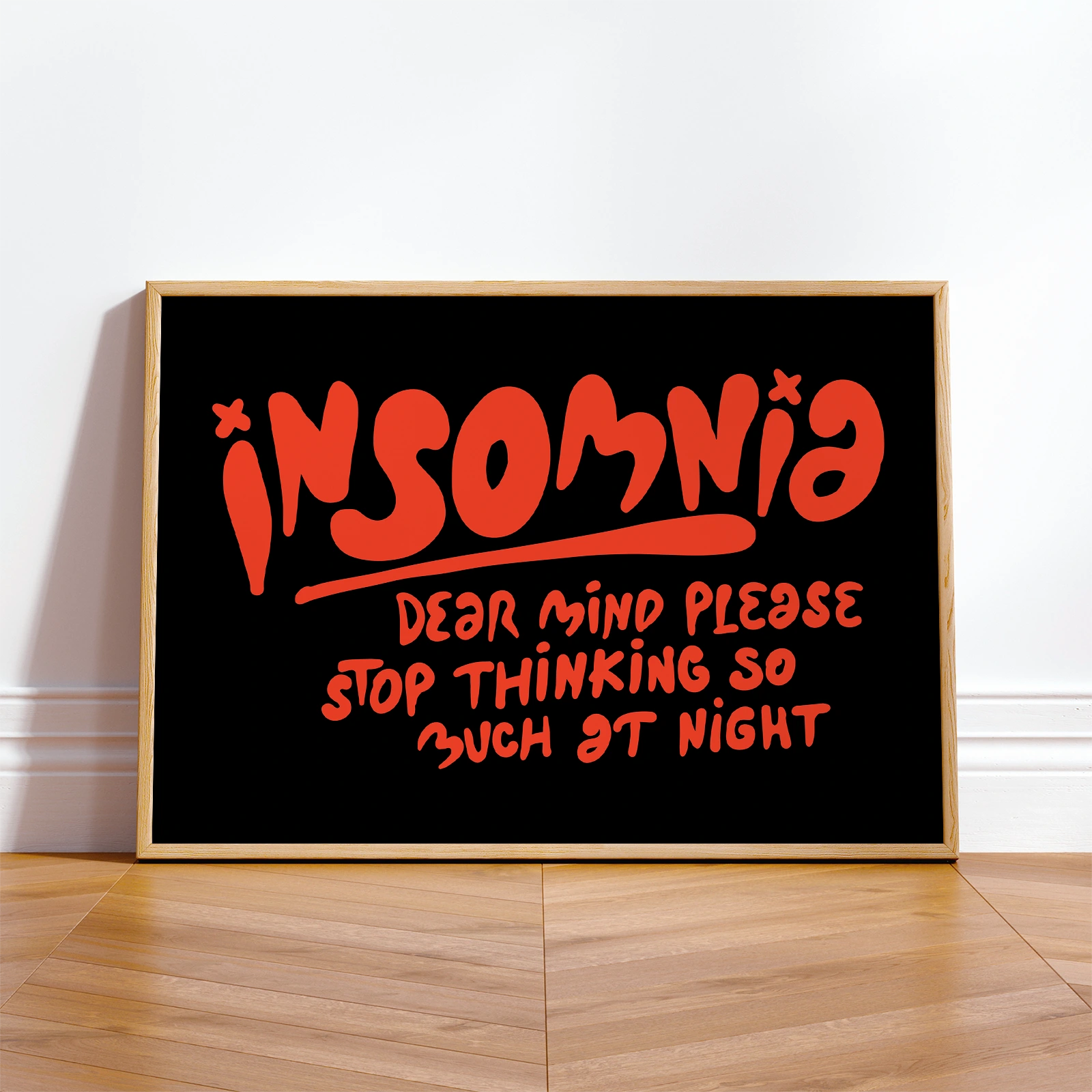 Chill Poster – Pink Retro Typography Print Insomnia Quote Poster – Dear Mind Stop Thinking Print