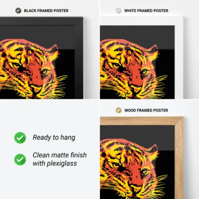 Tiger poster frame options animal wall art