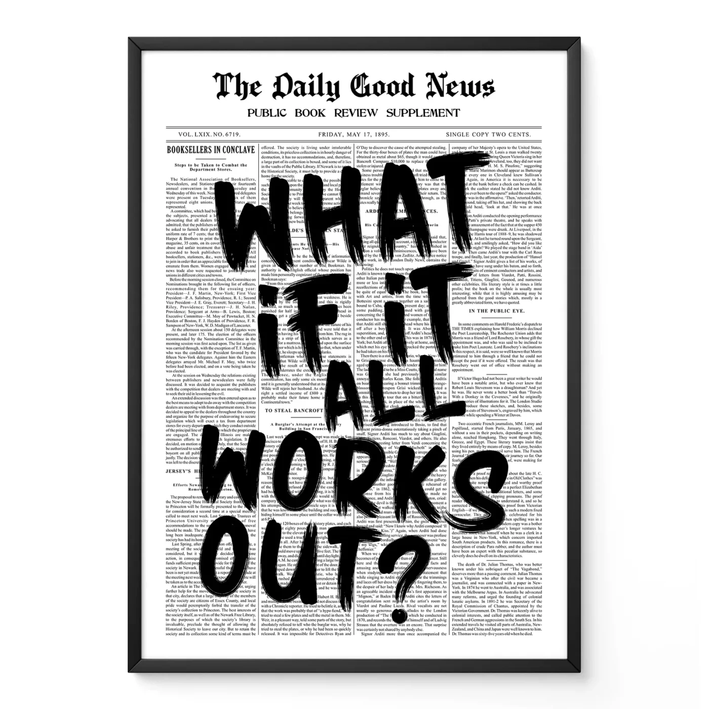 Newspaper poster what if it all works out quote wall art