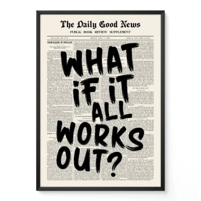 Newspaper poster retro typography wall art print
