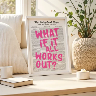 Pink Newspaper Poster – What If It All Works Out