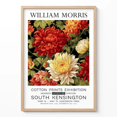 Dahlia poster William Morris floral wall art