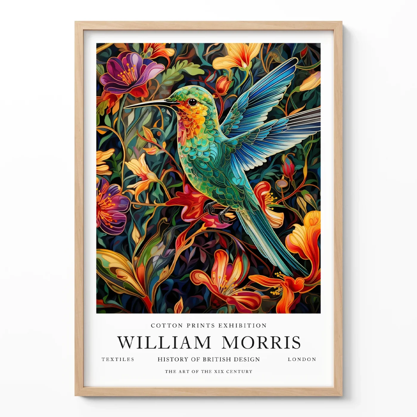 Hummingbird poster William Morris wall art