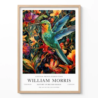 Hummingbird poster William Morris wall art