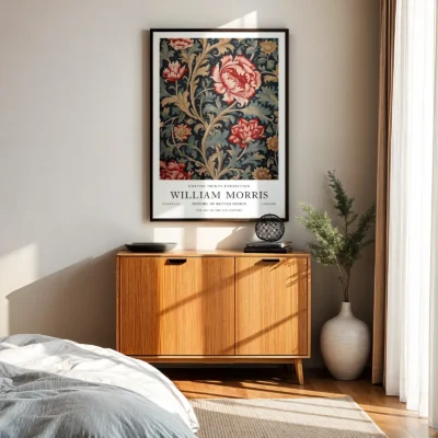 Red flower poster bedroom wall art