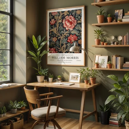 William Morris – Red Flower Wall Art