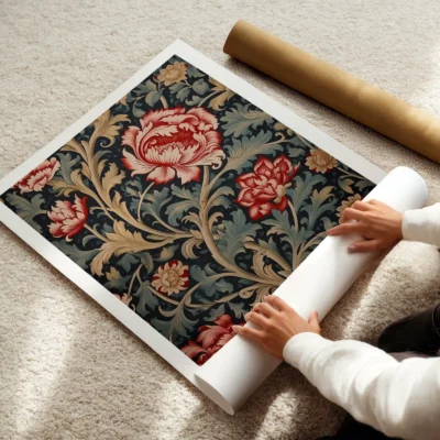 Red flower poster rolled art print