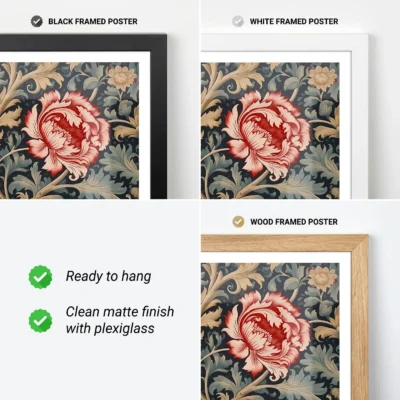 Red flower poster frame options