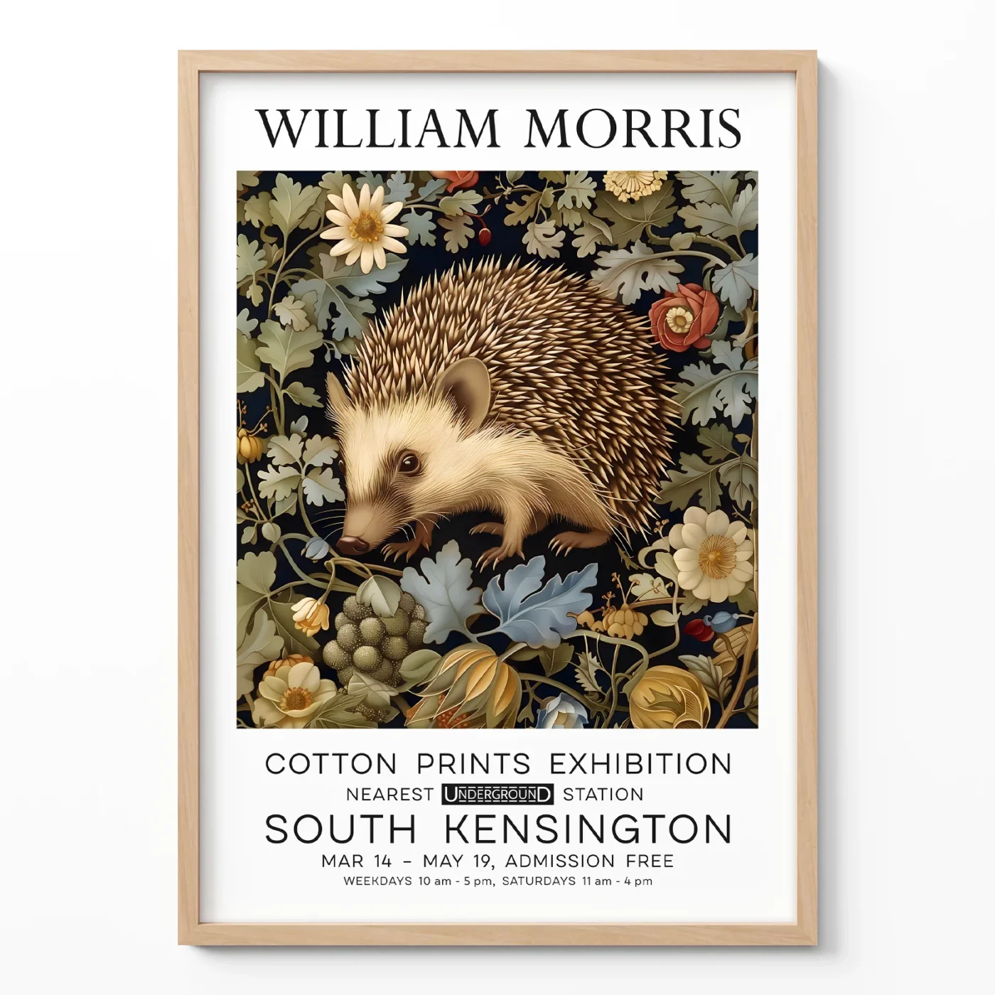 Hedgehog print William Morris wall art