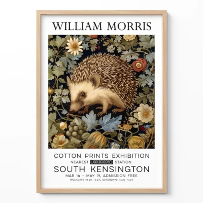 Hedgehog print William Morris wall art