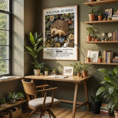 Hedgehog print home office wall art