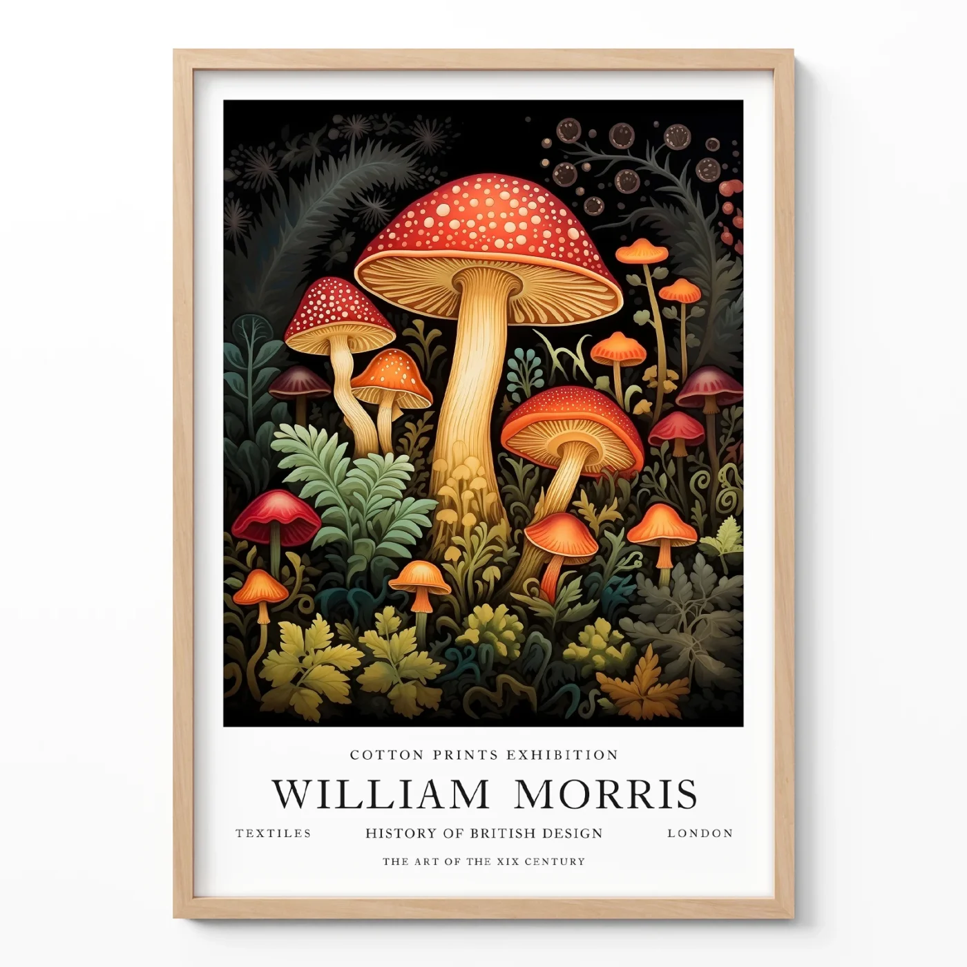 Mushroom print William Morris wall art