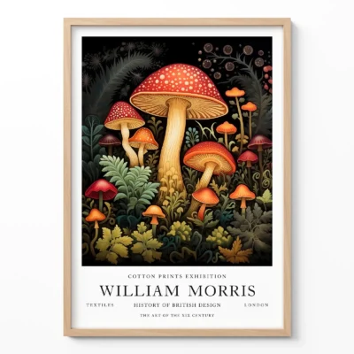 Mushroom print William Morris wall art