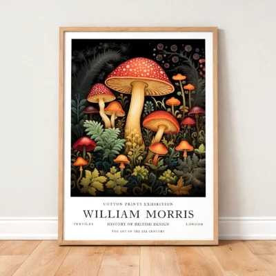 Mushroom print framed botanical poster