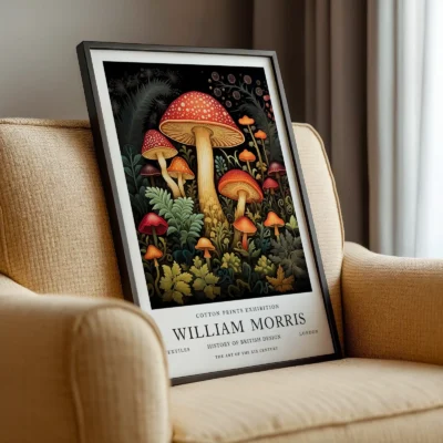 Mushroom print framed chair display