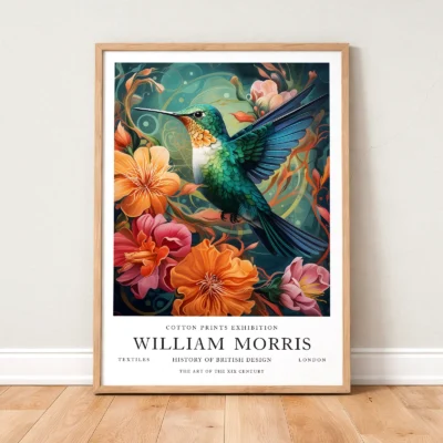 Hummingbird print framed botanical poster