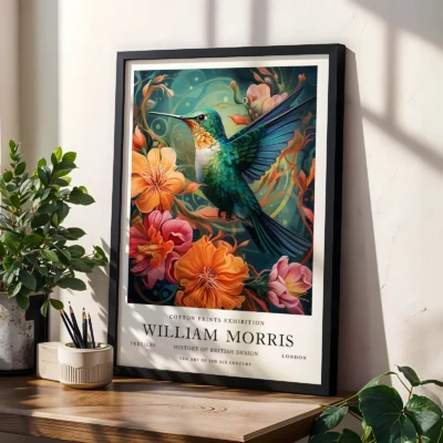 Hummingbird print living room decor