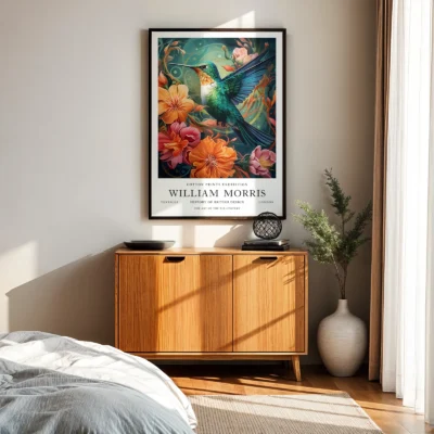 Hummingbird print bedroom wall art