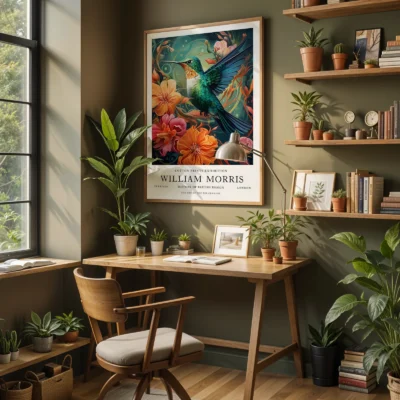 Hummingbird print home office wall art