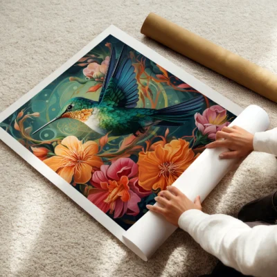 Hummingbird print rolled art poster