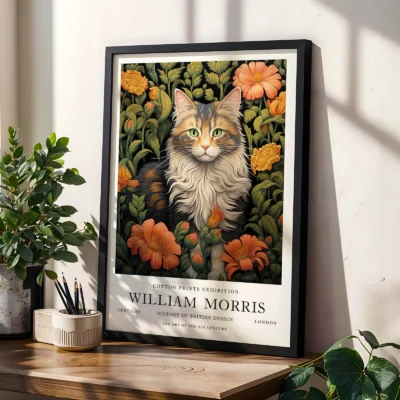 Cat art print living room wall art