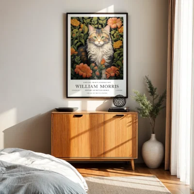 Cat art print bedroom decor