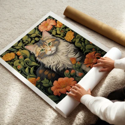 Cat art print rolled poster