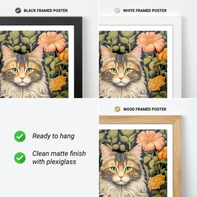 Cat art print frame options
