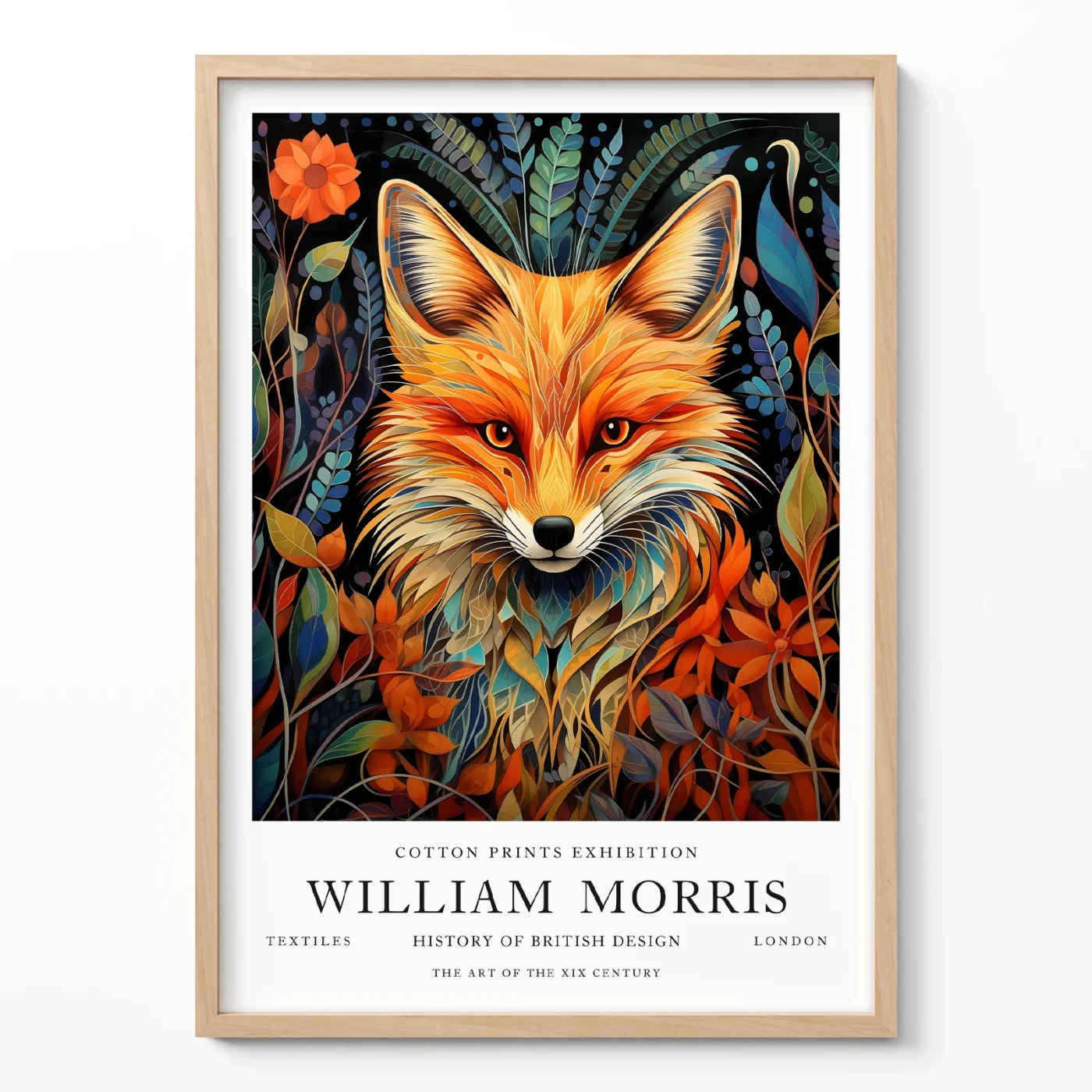 Fox art print William Morris wall decor