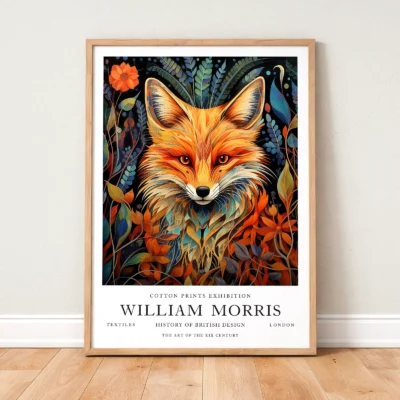 Fox art print framed woodland poster