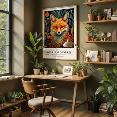 Fox art print home office decor
