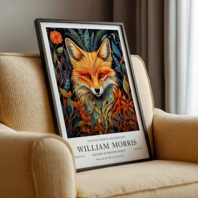 Fox art print framed chair display