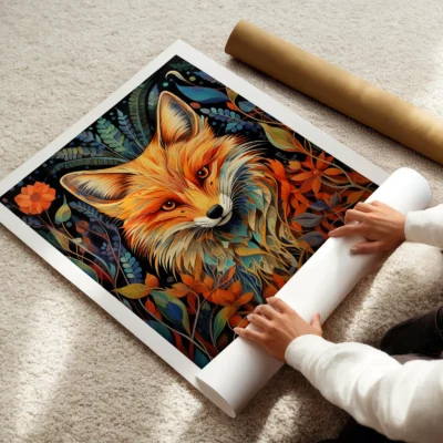 Fox art print rolled poster