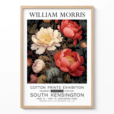 Peonies art print William Morris wall decor