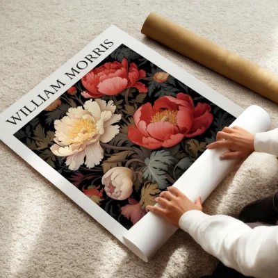 Peonies art print rolled poster