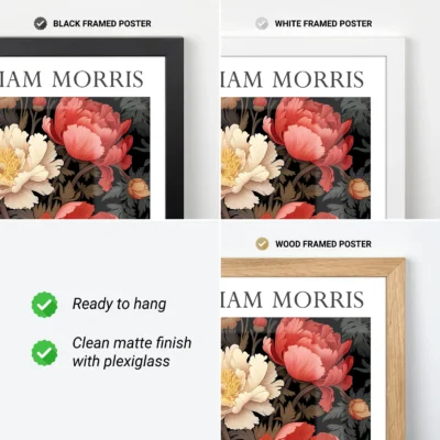 Peonies art print frame options