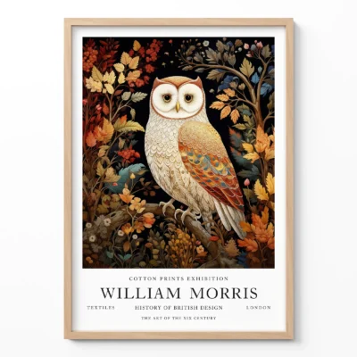 Owl art print William Morris wall decor
