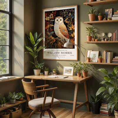 Owl art print home office decor