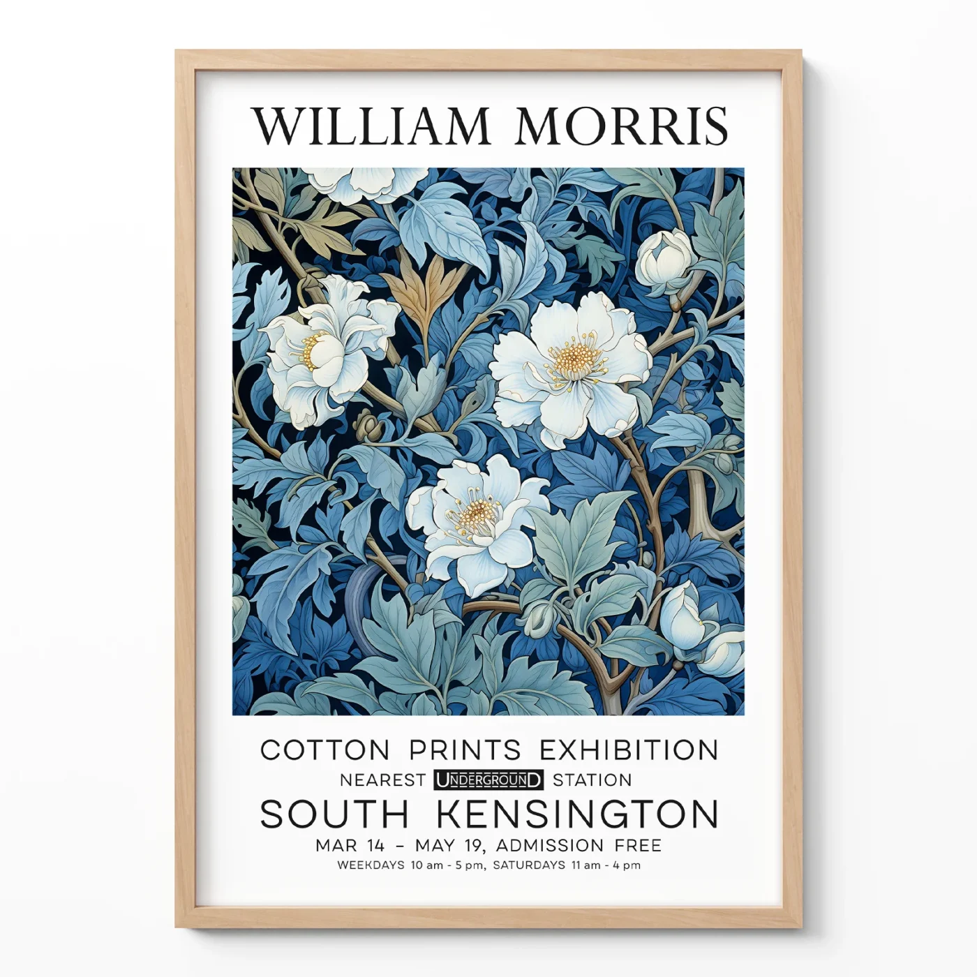 Blue floral poster William Morris wall art