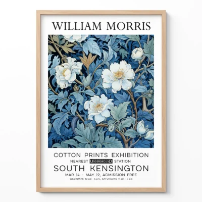 Blue floral poster William Morris wall art
