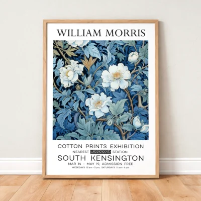 Blue floral poster framed botanical print