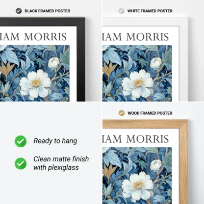 Blue floral poster frame options