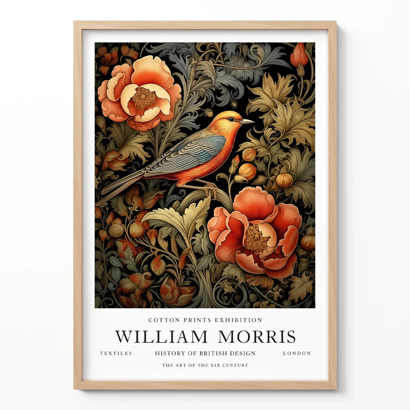 Vintage bird print William Morris wall art