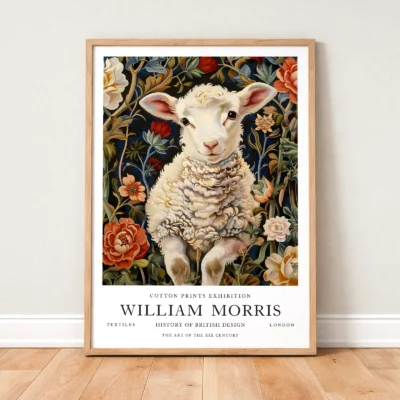 Lamb art print framed floral poster