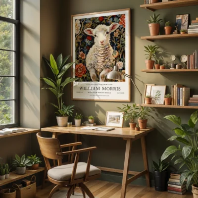 Lamb art print home office decor