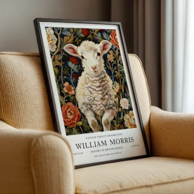 Lamb art print framed chair display