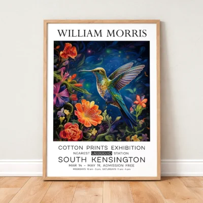 Hummingbird print framed floral wall art